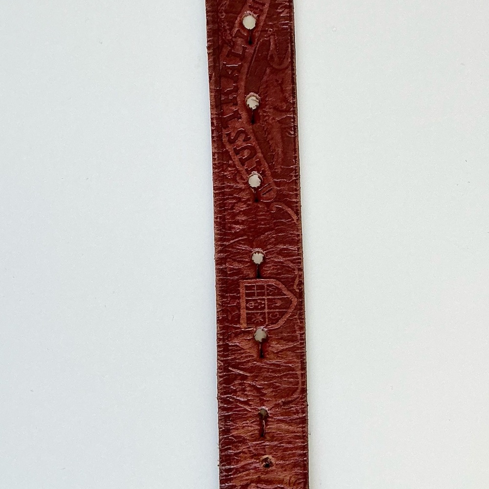 Australia Brown Embossed 100 Leather Solid brass Buckle 42 105 Western Statement - Picture 6 of 11